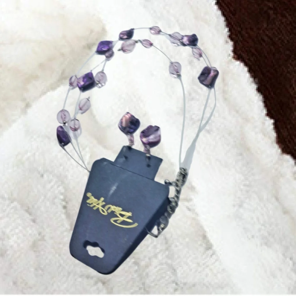 Triple Layer Amythest Color Necklace & Earrings. NWT